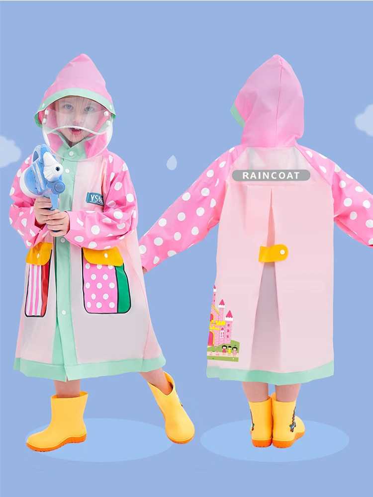 2024 Kids Rain Coat Children Raincoat Non-Disposable Rainwear Full Body Waterproof with Schoolbag Space Primary School Raincoat Y240810