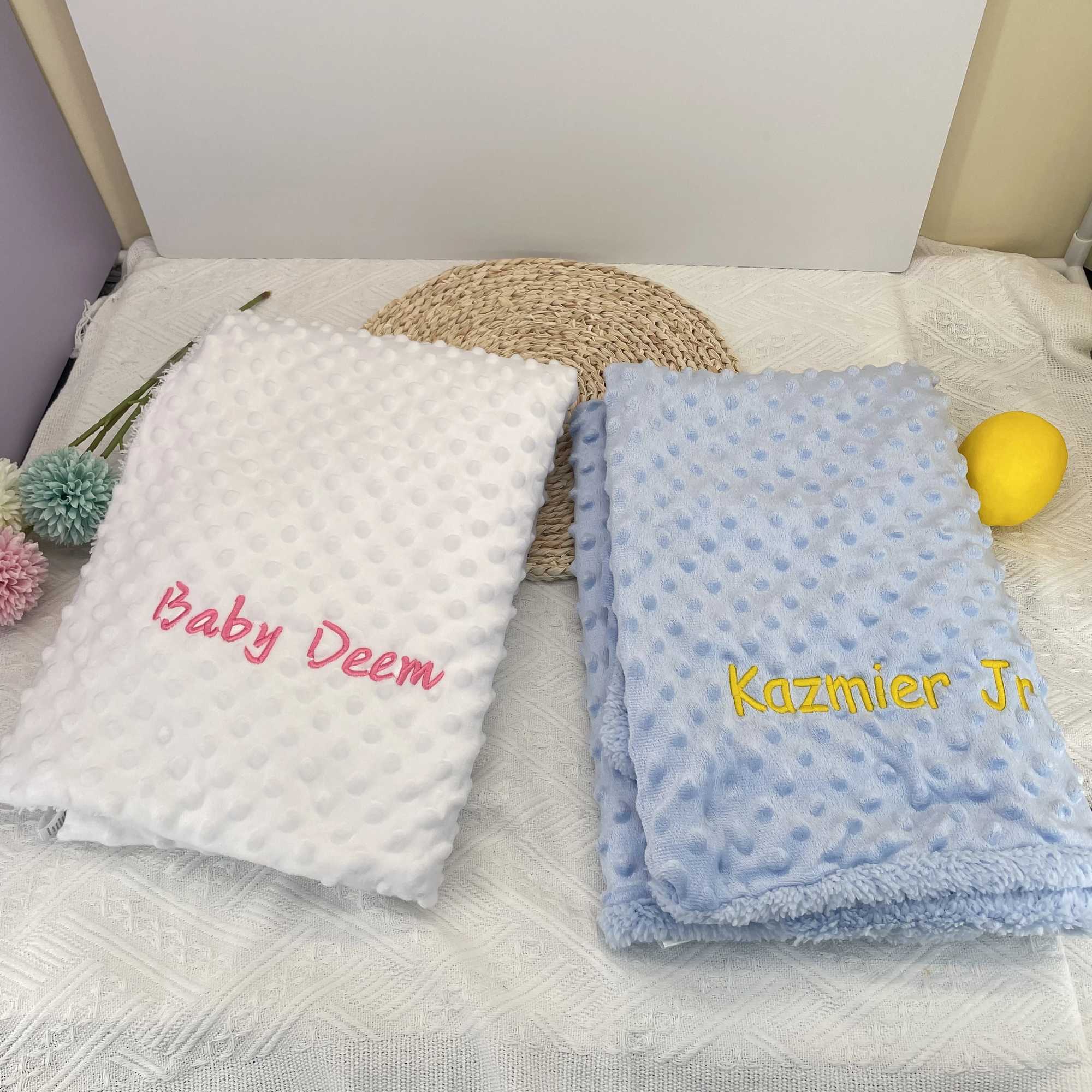 Customized name Personalized baby blanket baby blanket swaddle bag soft wool crib baby stroller baby blanketW240810