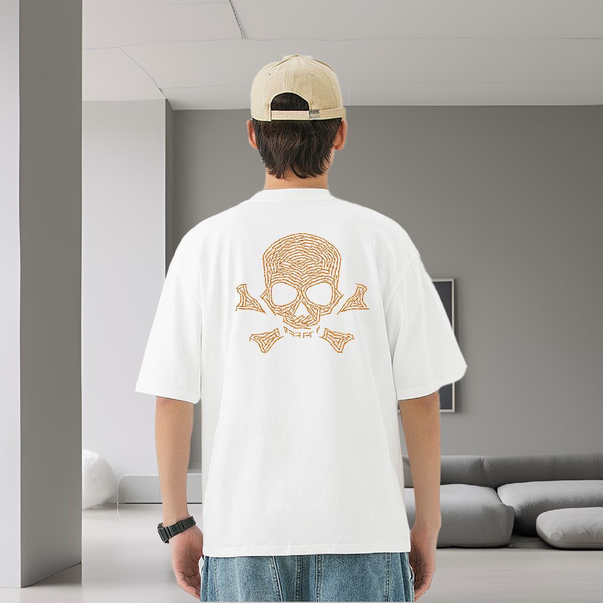2024 Designer T-Shirts for Men skull Top Tees 100% Cotton 230g Hip Hop TOP Quality DIY Anime Breathable Short Sleeve Men Clothes T-Shirt