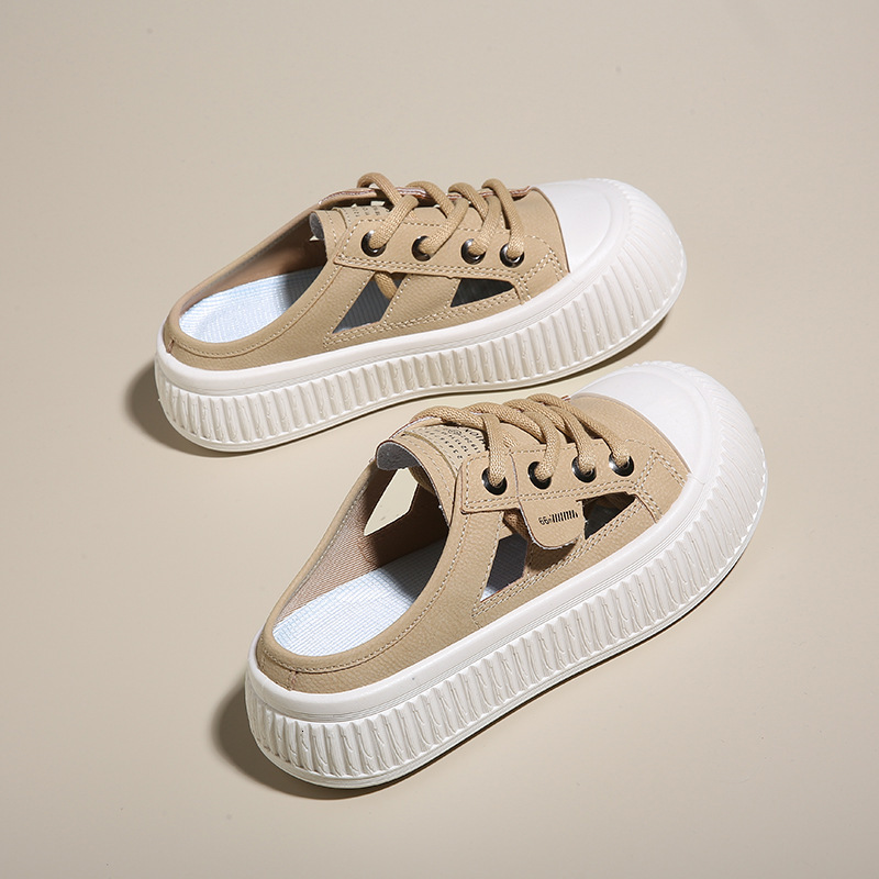 Ddmysports Summer New Ollow Small White Breathable Alf Trailer Korean Versatile Casual Big Ead Matsuke Shoes Women S XT Outdoor