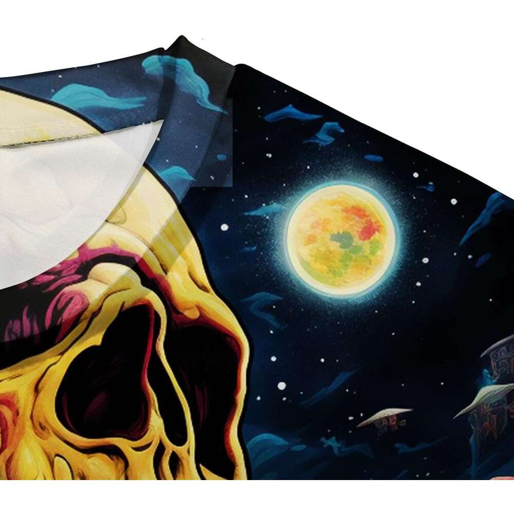 Halloween Mens T Shirt Dinosaur Skull T-Shirts For Men 3D Printed Psychedelic Graphic Shirts Novelty Tee Tshirt Casual Tops Summer Clothes Short Sleev