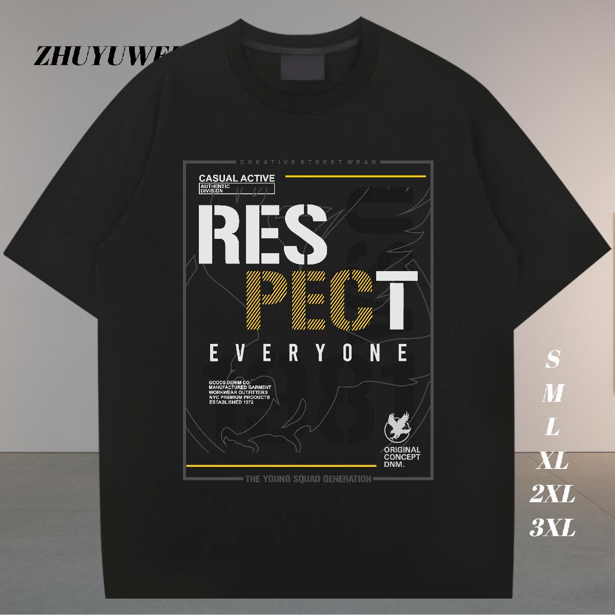 Brand T-Shirts for Men letter Tee Shirt 230g 100% Cotton High Street Hip Hop Loose Fit Black Oversized Breathable Crew Neck Tshirt for Man Woman