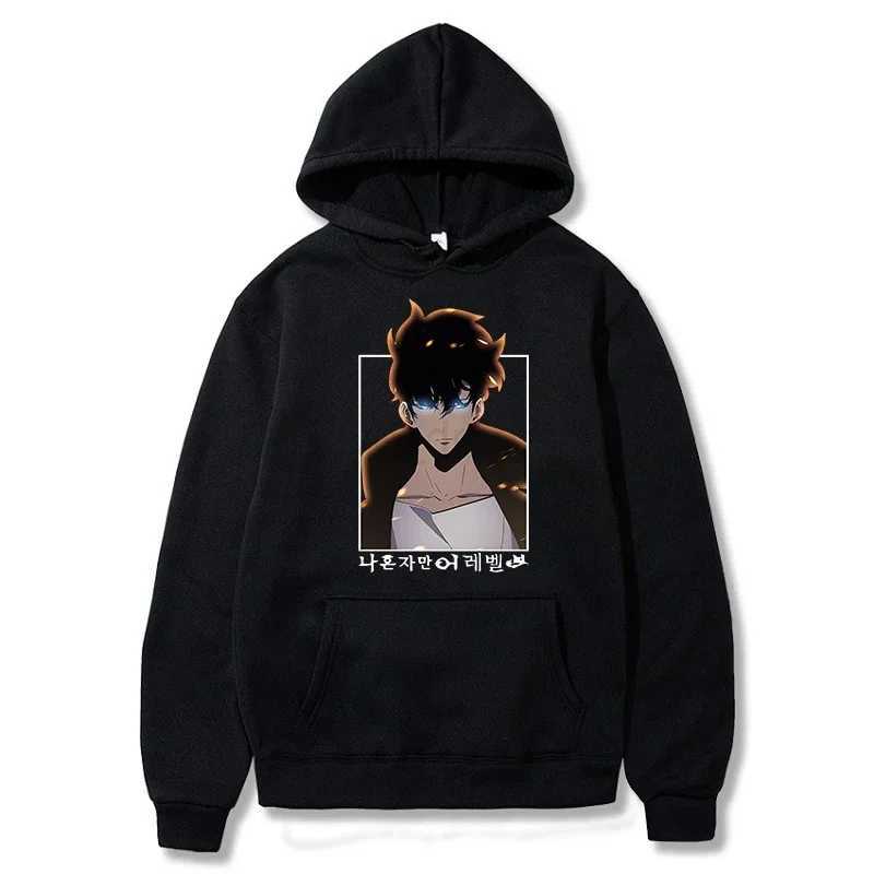 Solo Leveling Anime Hoodie Sung Jin Woo Printed Hooded Men Women Streetwears Winter Warm Fleece Sweatshirt Plus Size PulloverXJ240812