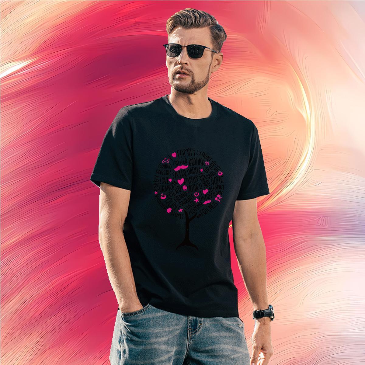 2024 100% Cotton 230g T Shirt For Man tree Casual Beach Men Clothes T-Shirt Tshirts Round Neck Short Sleeve Cool Design Anime Print