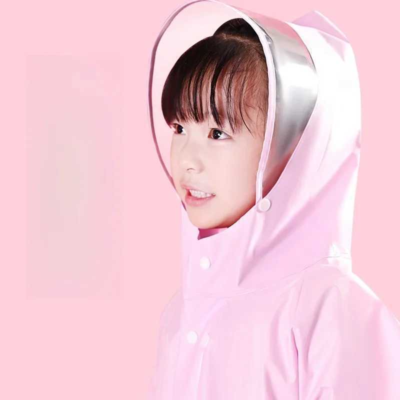 PVC Cute Kids Raincoat Waterproof Children Dinosaur Unicorn Rain Poncho Rain Coat Jacket With Backpack Position Student RainWear Y240810