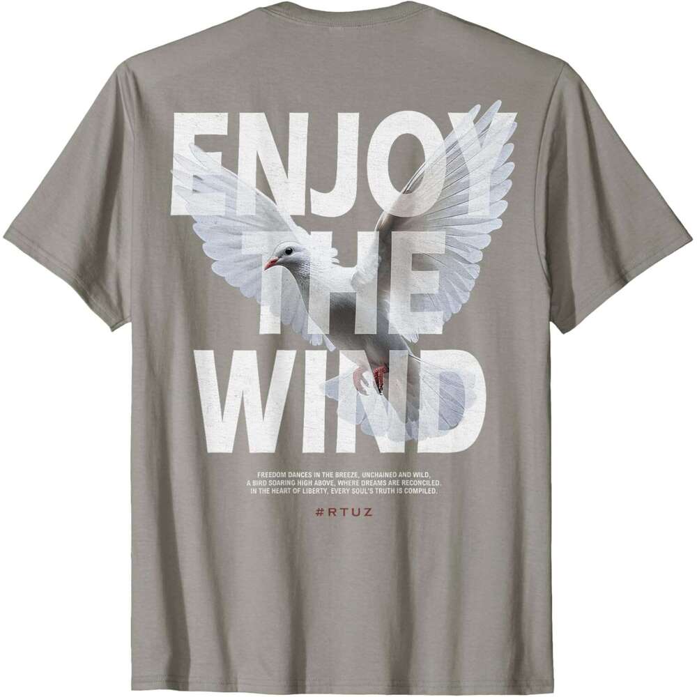 T shirt for Mens Womens Modern Pigeon Enjoy The Wind Back Print Streetwear T-Shirt Shirts Tshirt Graphic Tee Casual Tops Clothes Short sleeve
