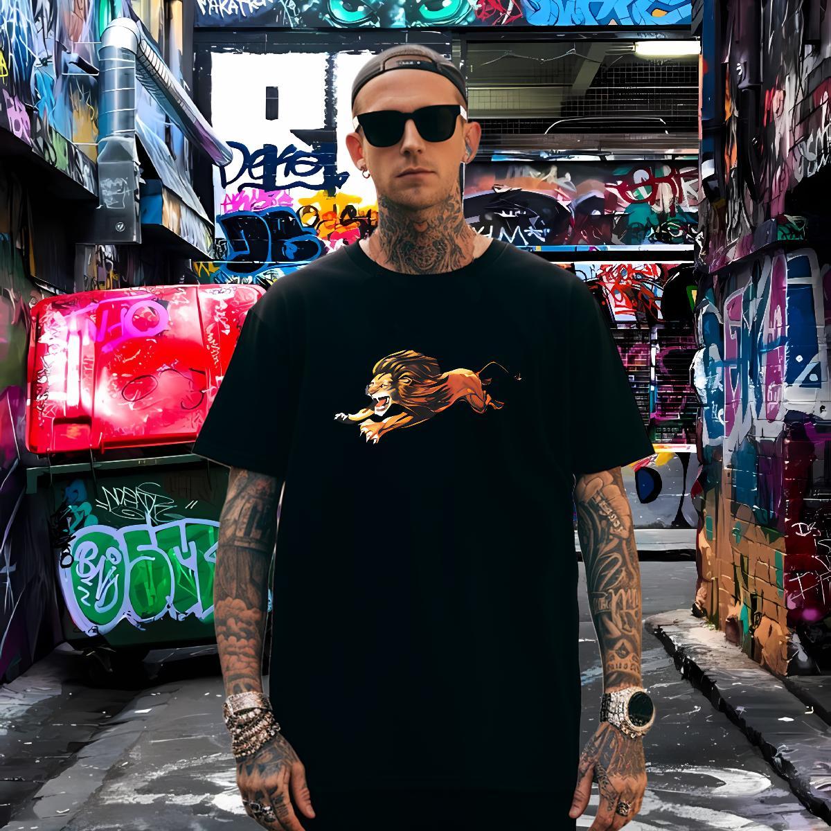 Cool Design Mens T Shirts Breathable Crew Neck Street Casual Black White 100% Cotton 230g Men Tops Tees Fashion Design Clothes