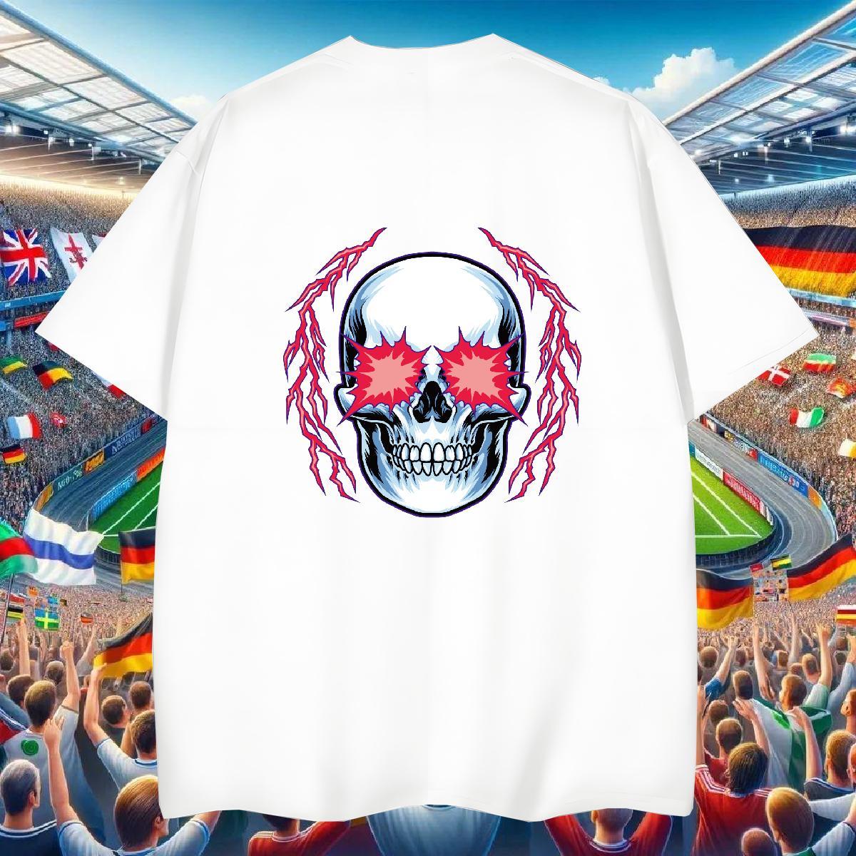 Classic Mens T Shirts skull Tops 100% Cotton 230g Street Popular Oversized Pure Cotton Couples T Shirts