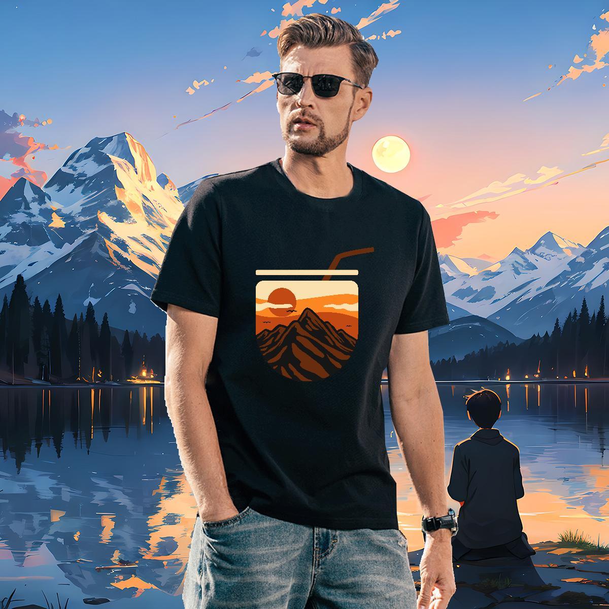 Unisex Tshirt for Man Woman mountains 100% Cotton 230g Outdoor Short Sleeve O-Neck T shirt Skull Free Shipping Top Tees