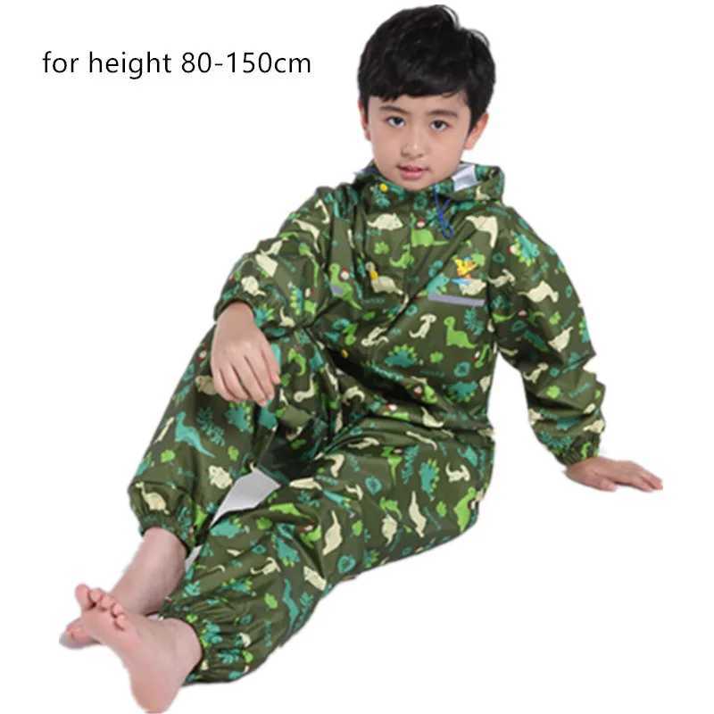 Dinosaur Boys Raincoat For Children Hood Waterproof Rain Coat Jumpsuit Rainsuit Students Baby Raingear Y240810
