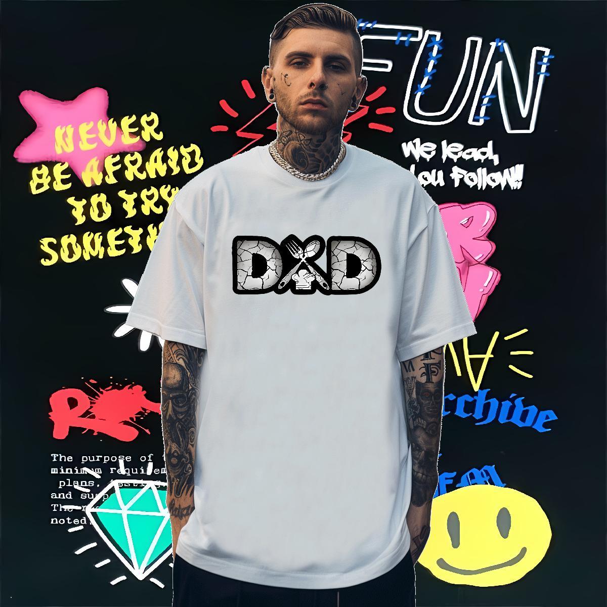 Free Shipping T-Shirts for Men letter Tees Shirts 230g Pure Cotton Daily Wear Loose Fit Plus Size Cartoon Crew Neck Men Clothes T-Shirt
