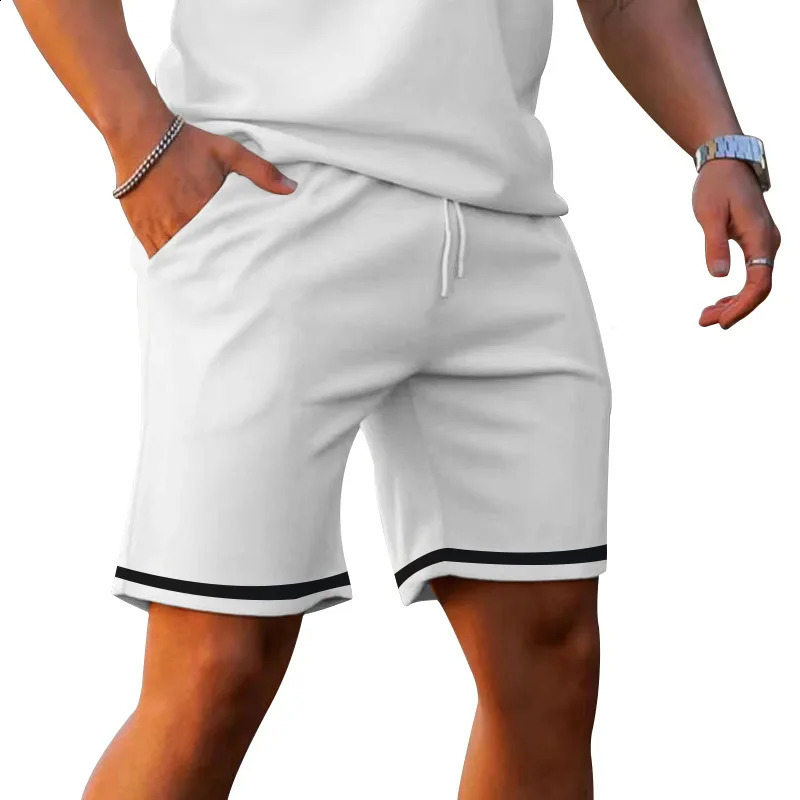 Summer Men Lapel Spliced T-shirt Set Short Sleeve Shorts Sports Casual Suit Fashion Loose Shorts Set Outfit T shirt Two-Piece 240812