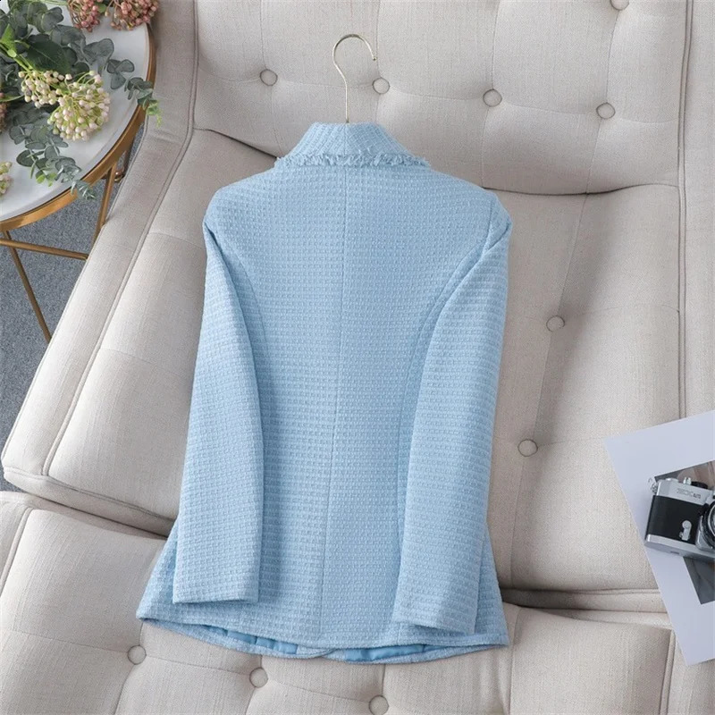 Small Fragrance Coat Women Blazers Spring Autumn Double-Breasted Suit Jacket Lady Outerwear High-end Tweed Blazer Female 240812