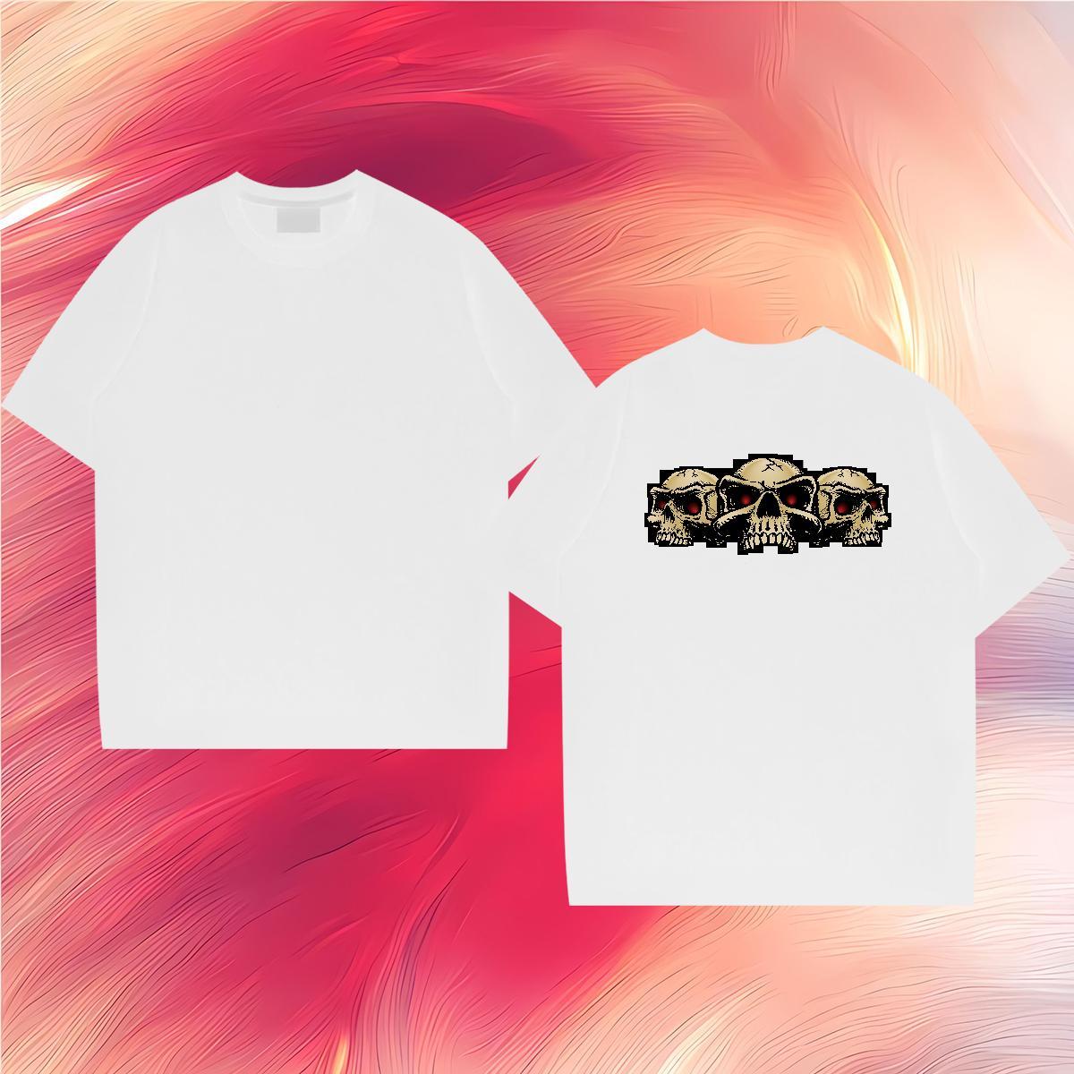 Factory Direct Men T Shirts skull Clothes 230g Cotton Street Popular Skull Round Neck Short Sleeve Men Tshirts