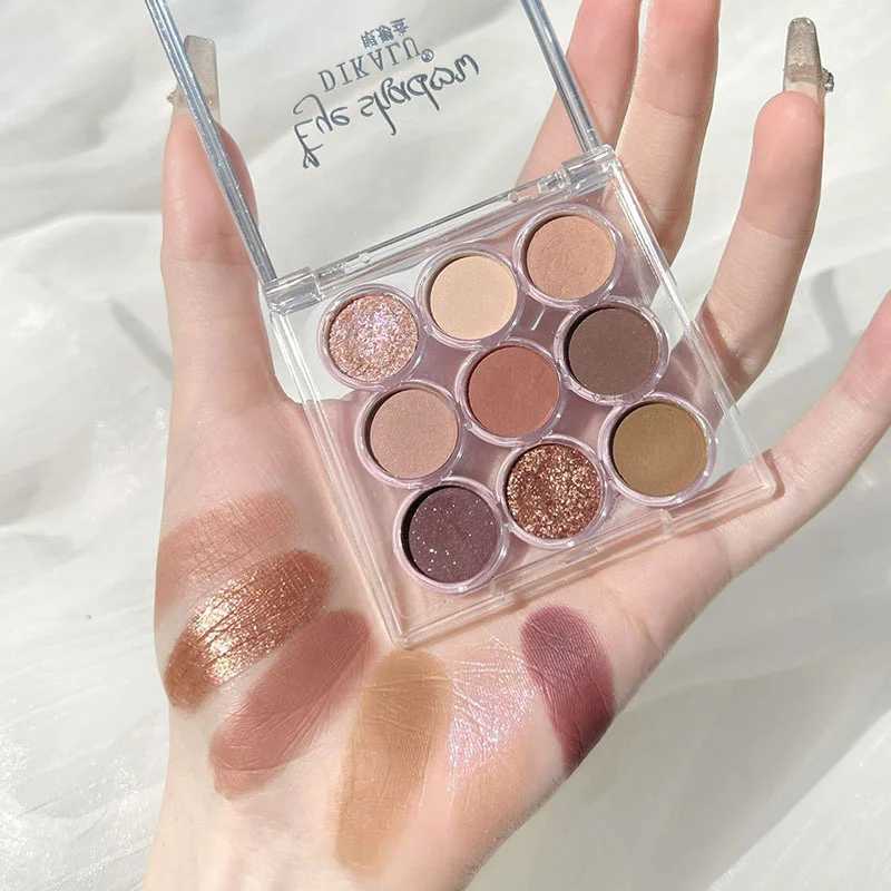 9-color glitter eye shadow palette smoke purple lace shimmer matte acrylic eye shadow palette waterproof eye shadowW241212