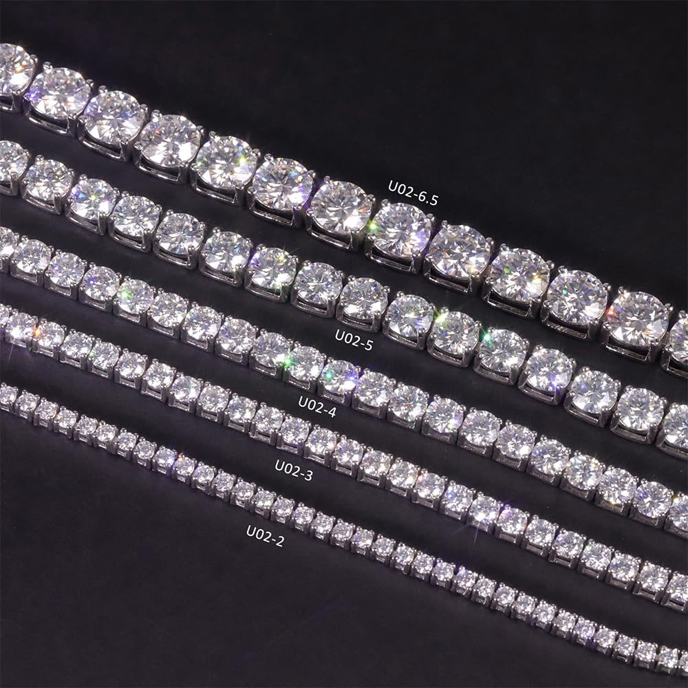 Jewelry designer Moissanite tennis necklace hip hop necklace 2mm 3mm 4mm 5mm ice diamond sterling silver Moissanite tennis bracelet