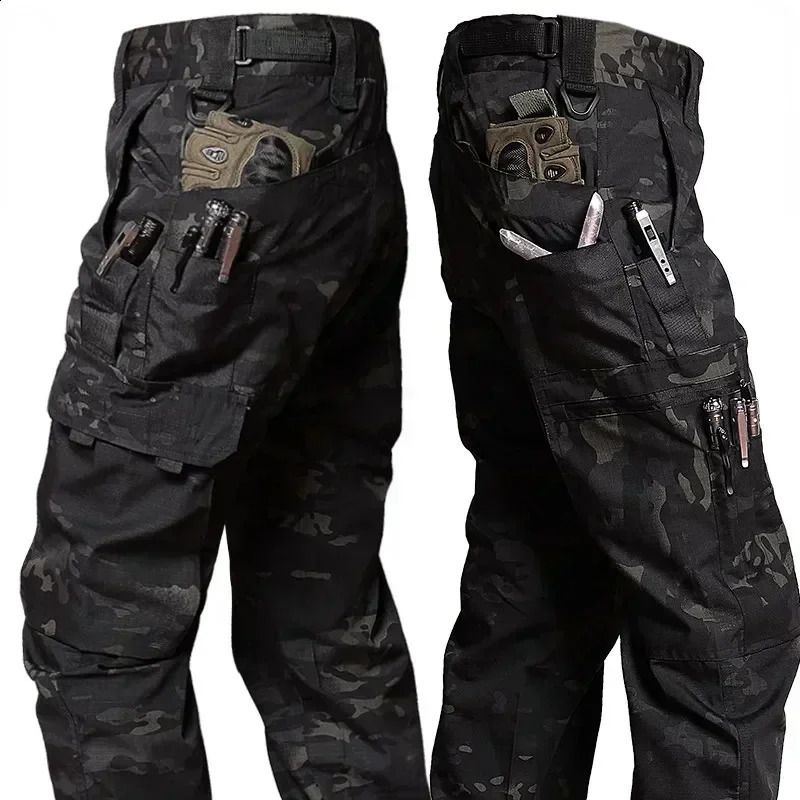 Mens Cargo Pants Multi Pockets Work Trousers Casual Tactical Pants Male Outwear Straight Autumn Winter Wear-resisting Trousers 240812
