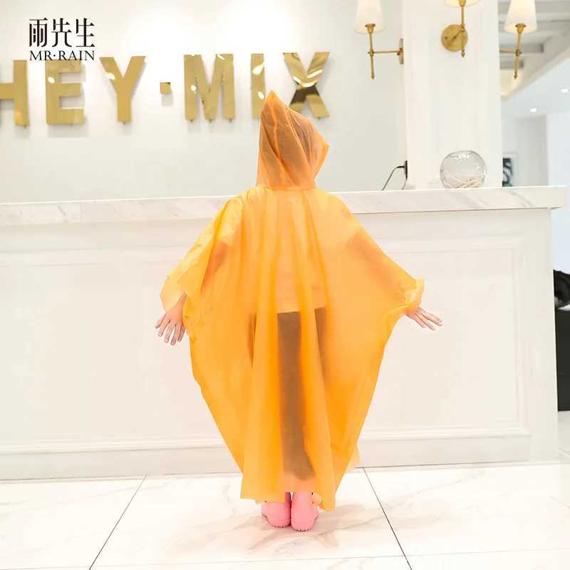Children Raincoat Transparent Waterproof Plastic Reusable Rain Poncho Hood Raincoats Rain Gear Y240810