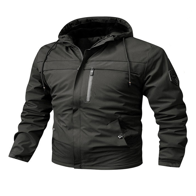 Autumn Windbreaker Jacket for Men Solid Color Zipper Hooded in Outerwears Fashion Casual Outdoor Mens Jackets 240802