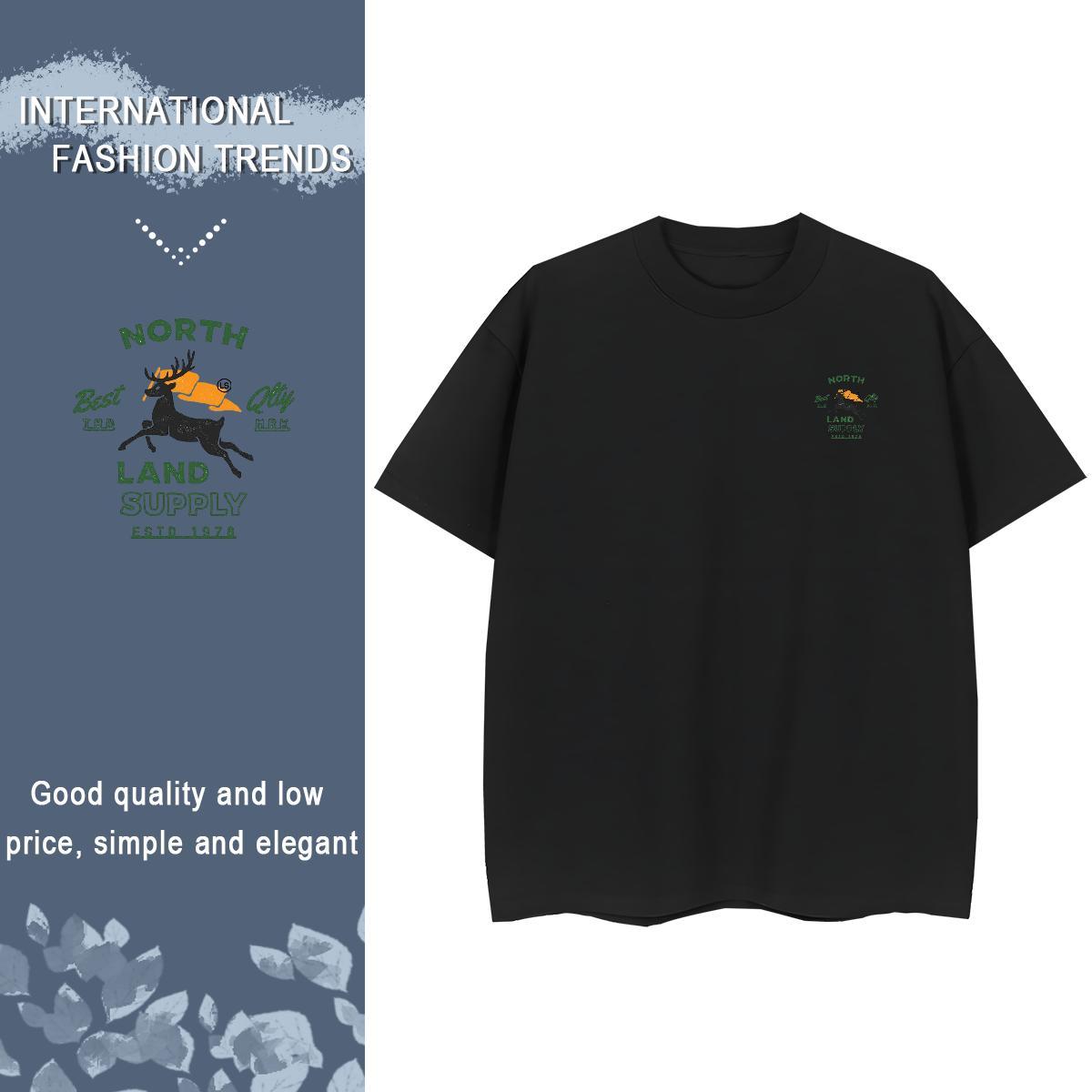 Mens T Shirts 230g 100% Cotton Deer Casual Breathable Crew Neck Anime Print Tshirt for Man Woman Fashion New Loose Tops Tees