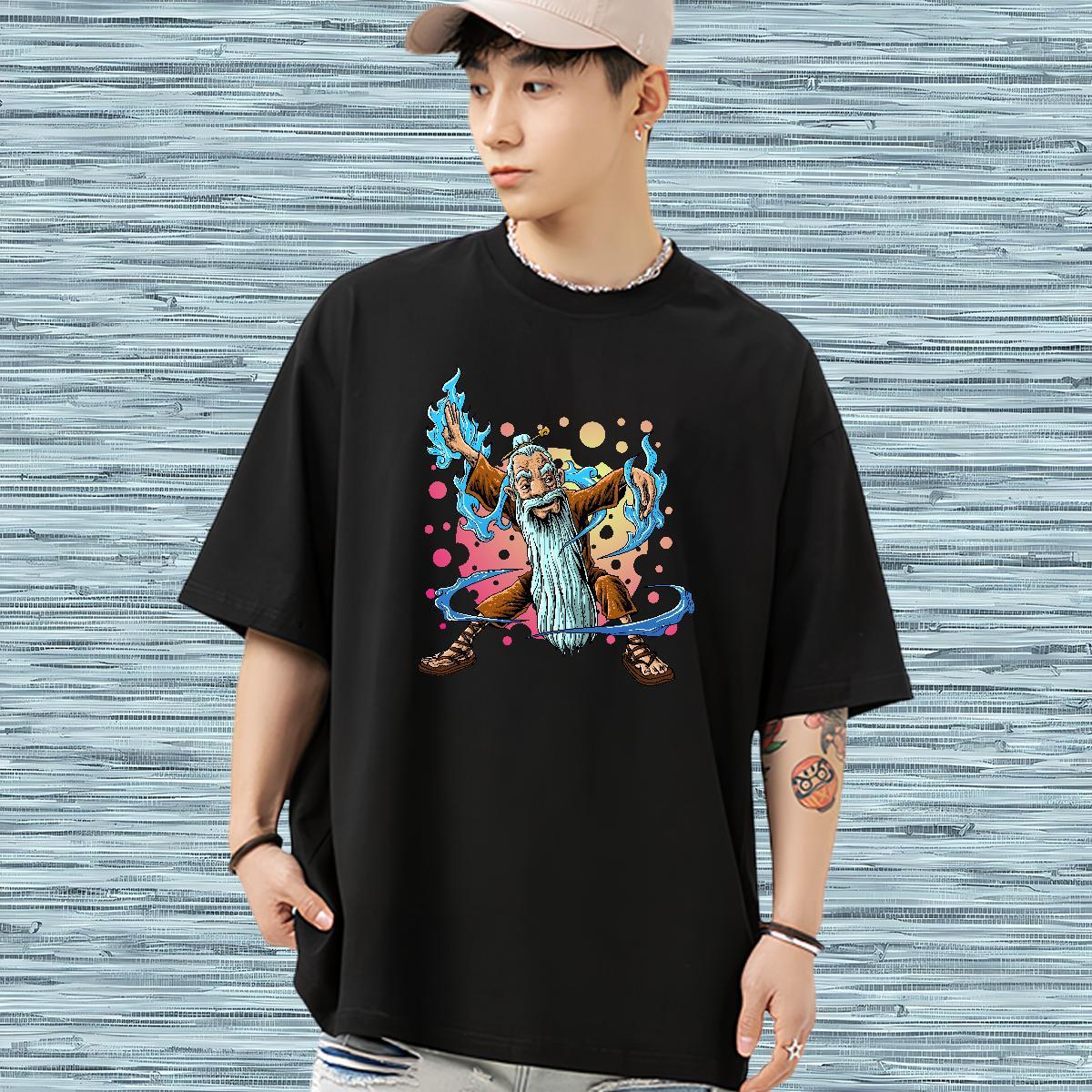 Casual New T-Shirts portrait Tshirts 100% Cotton 230g Summer Casual Wholesale Plus Size Cartoon Breathable Short Sleeve Couples T Shirts
