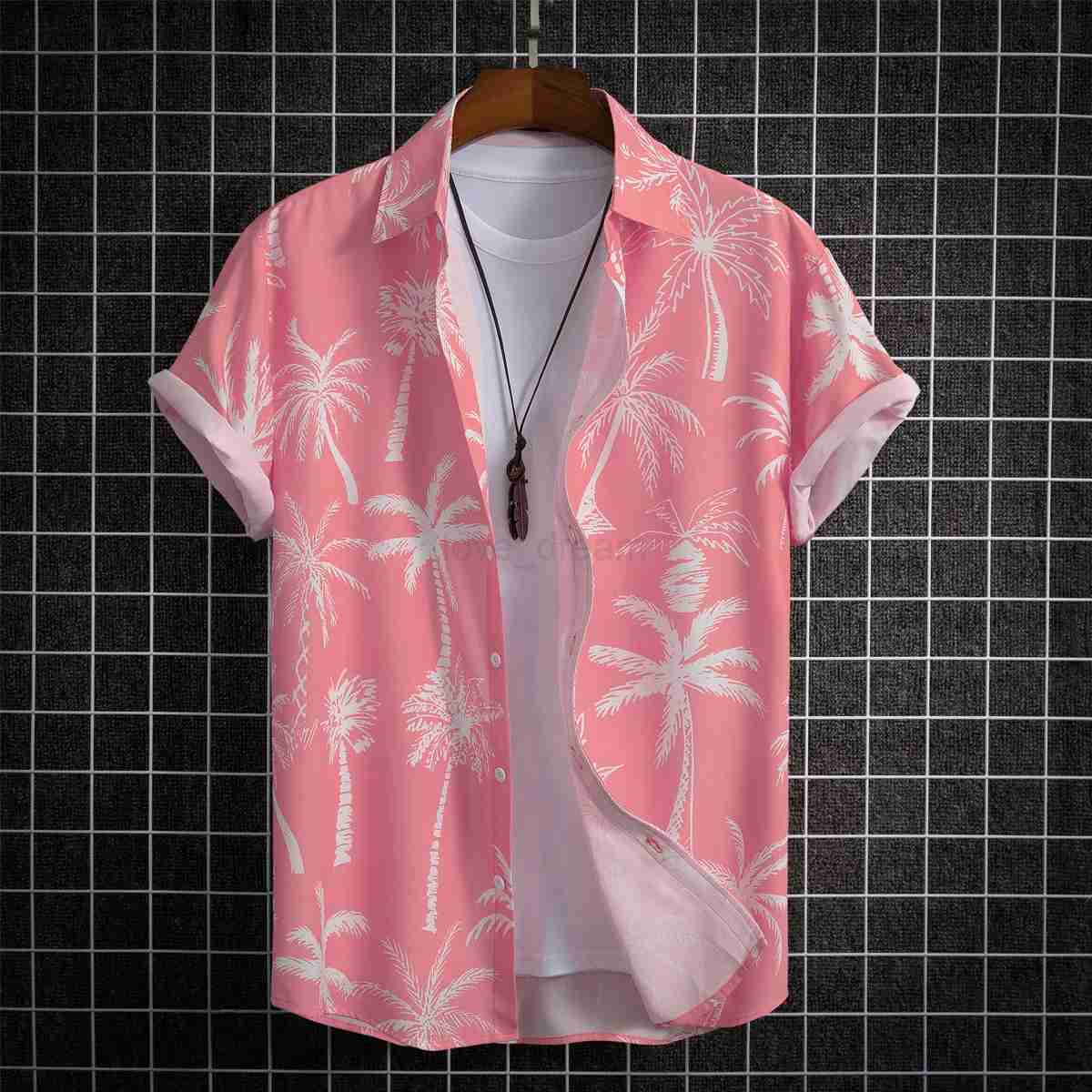 2023 Hawaiian Shirt Men Fashion Flower Geometric Printed Blouse Single-breasted Beach Short SleeveTops Mens Holiday ClothingXJ240812
