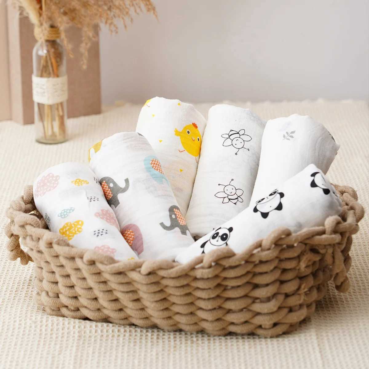 HappyFluent 120 * 110CM Skin Edge Swadle Ultra Soft Cotton Fiber Cartoon Printing Comfortable Baby Blanket PackagingW240810