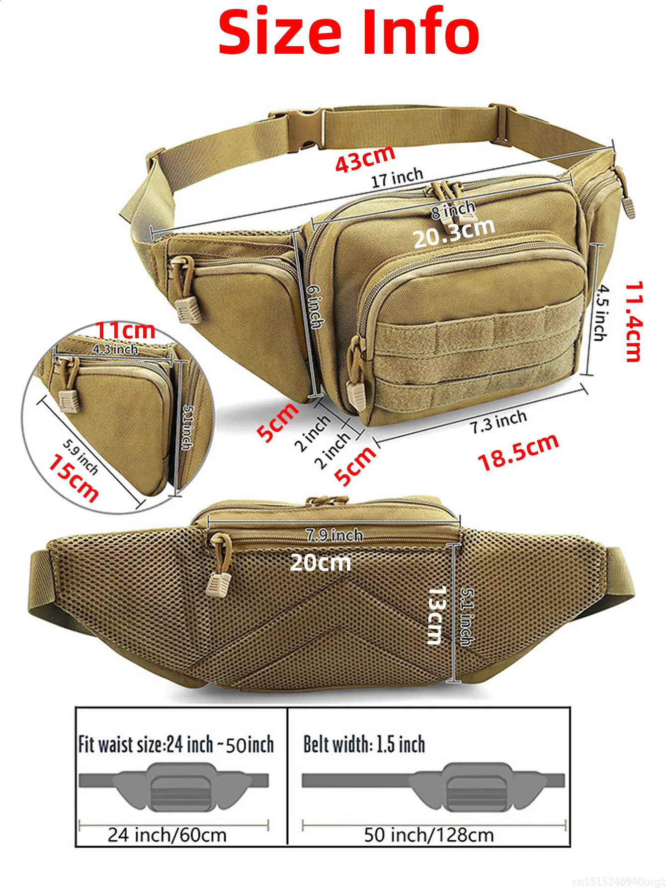 Mens waist bag with Bumbag waterproof nylon Molle EDC Fanny phone for hunting climbing camping 240810