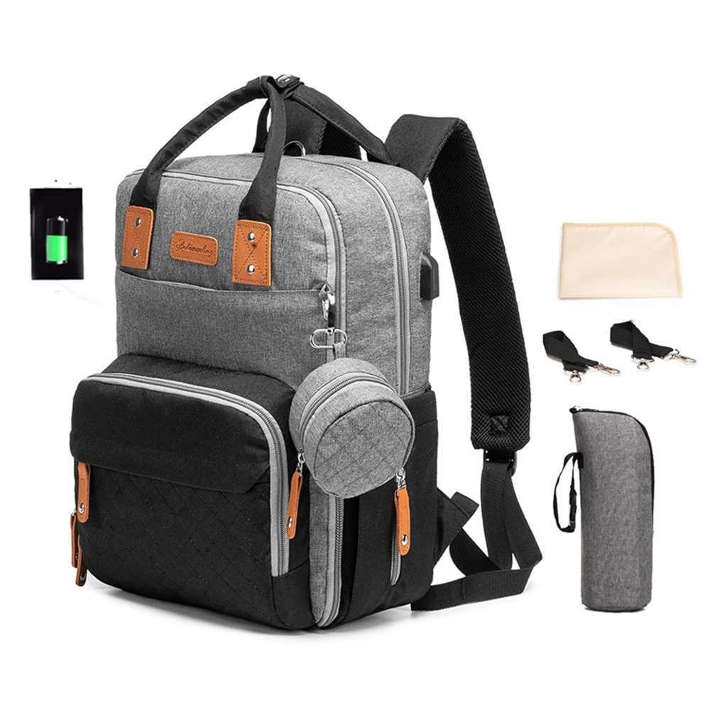 Portable dial bag backpack travel baby care bag large capacity mother bag waterproof strap USB charging port W240812