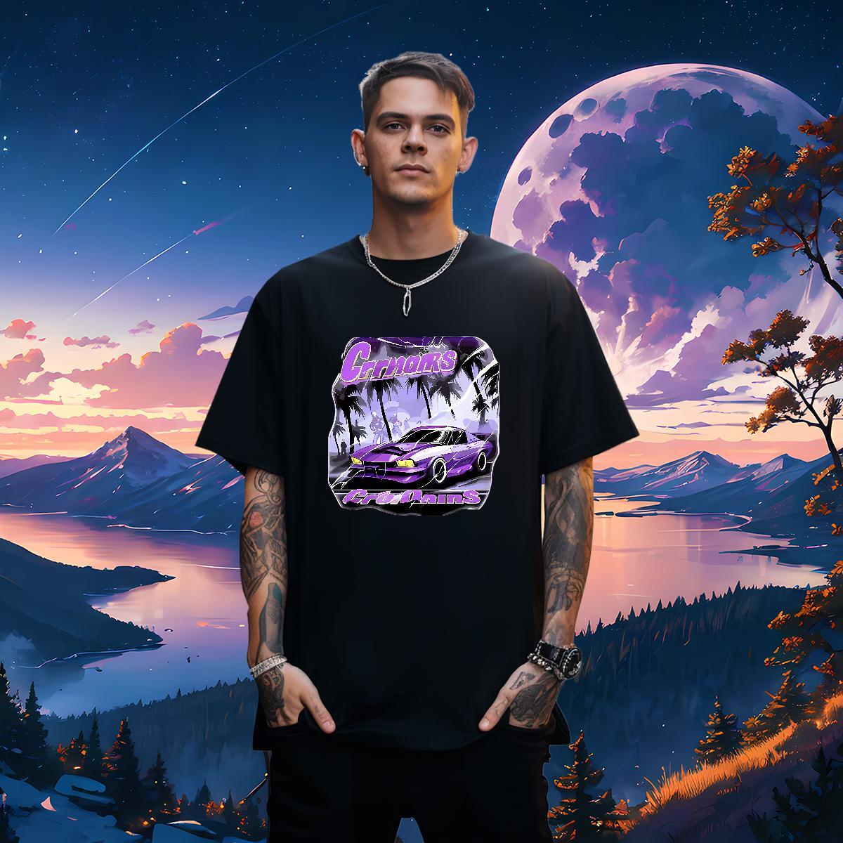 Wholesale Men Tshirts car 230g Cotton Outdoor Breathable Short Sleeve T-Shirts for Men Anime Print Free Shipping Tees Shirts