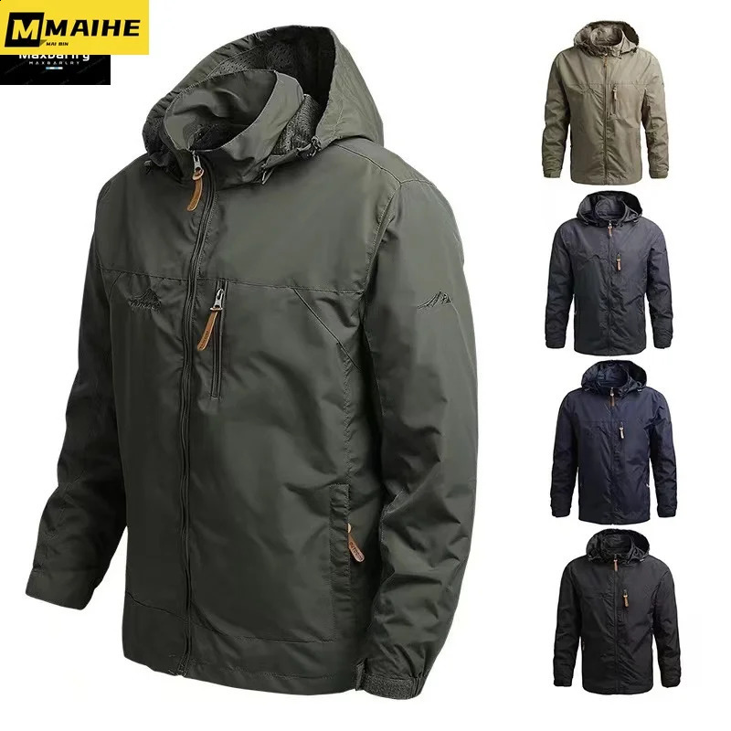 Gorpcore Jacket Mens Military Tactical Hunting Jacket Mens Autumn Casual Waterproof Windbreaker Mens Coat Pocket Work Clothes 240809