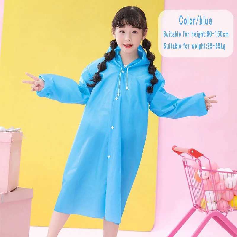 Fashion EVA Children Raincoat Hooded Rainwear Kids Raincoat Waterproof Poncho for Girl Boy Outdoor Hiking Travel Reusable Coat Y240810