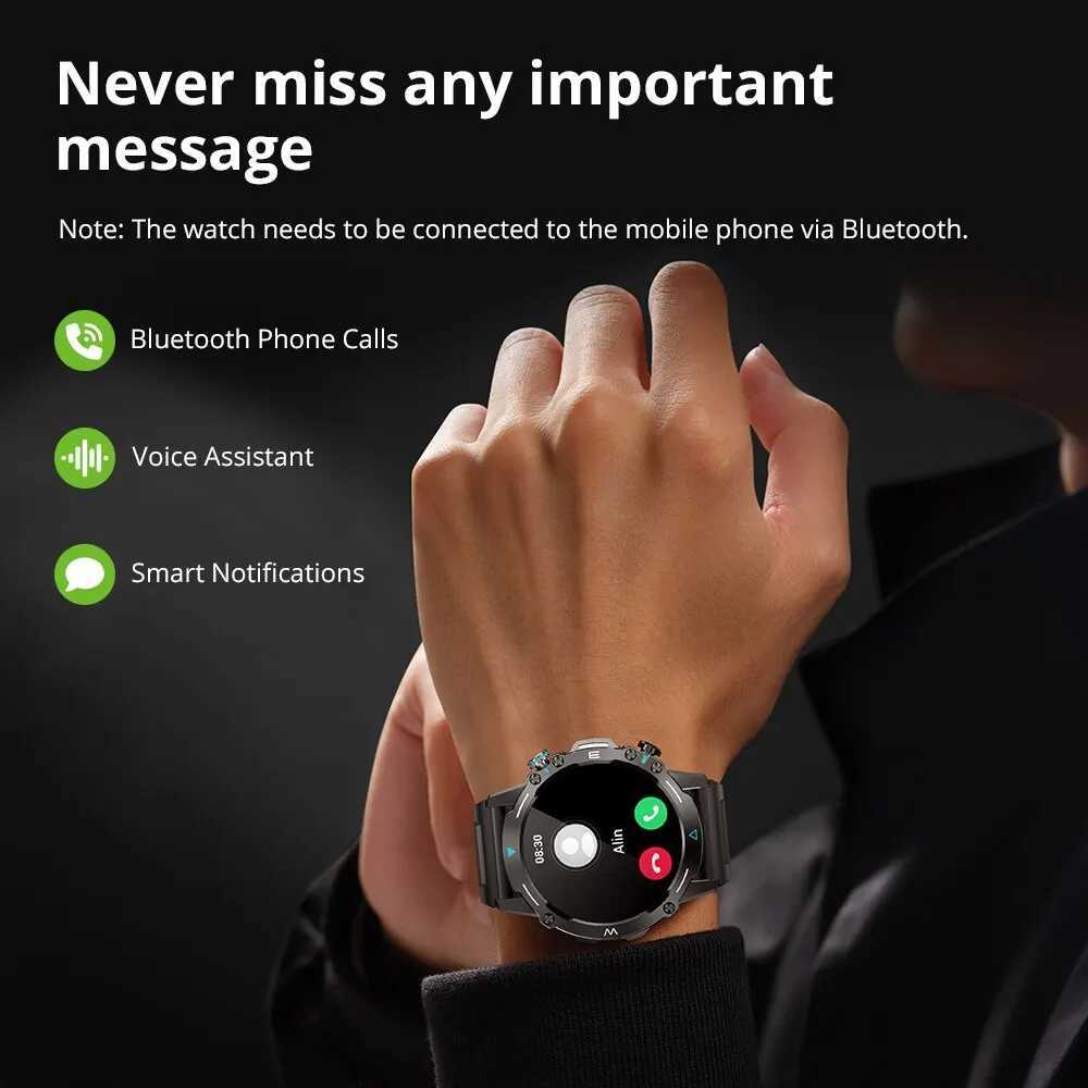 COLMI M42 smartwatch with 1.43-inch AMOLED display and 100 sport mode voice call. Mens military grade rugged watch X2412261