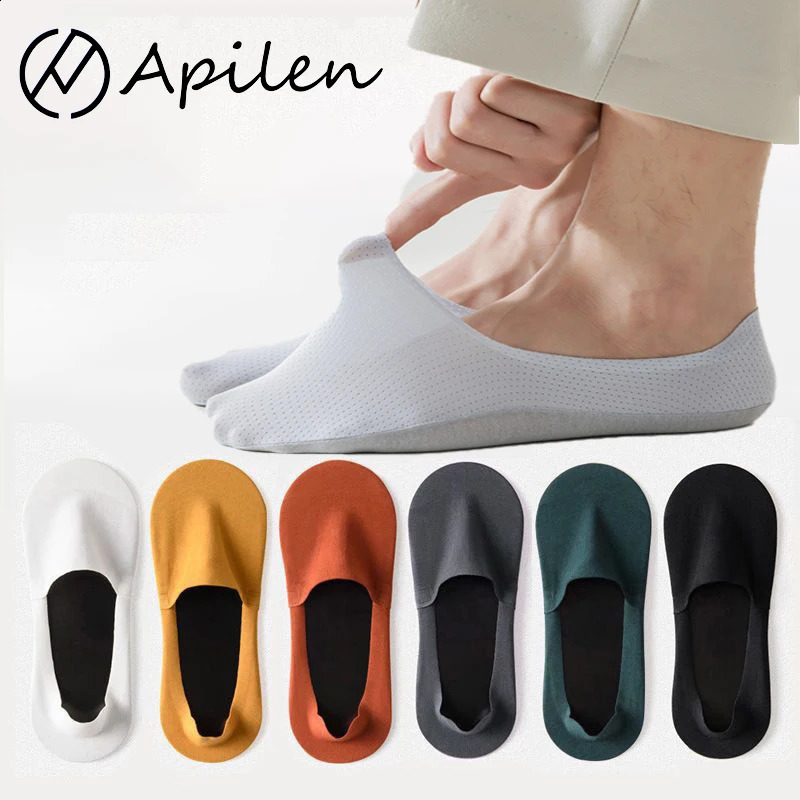 Men Socks Spring Summer Mesh Net Breathable Thin Cool Solid Color Elastic Japanese Style Colorful Non Slip Invisible Socks 240812