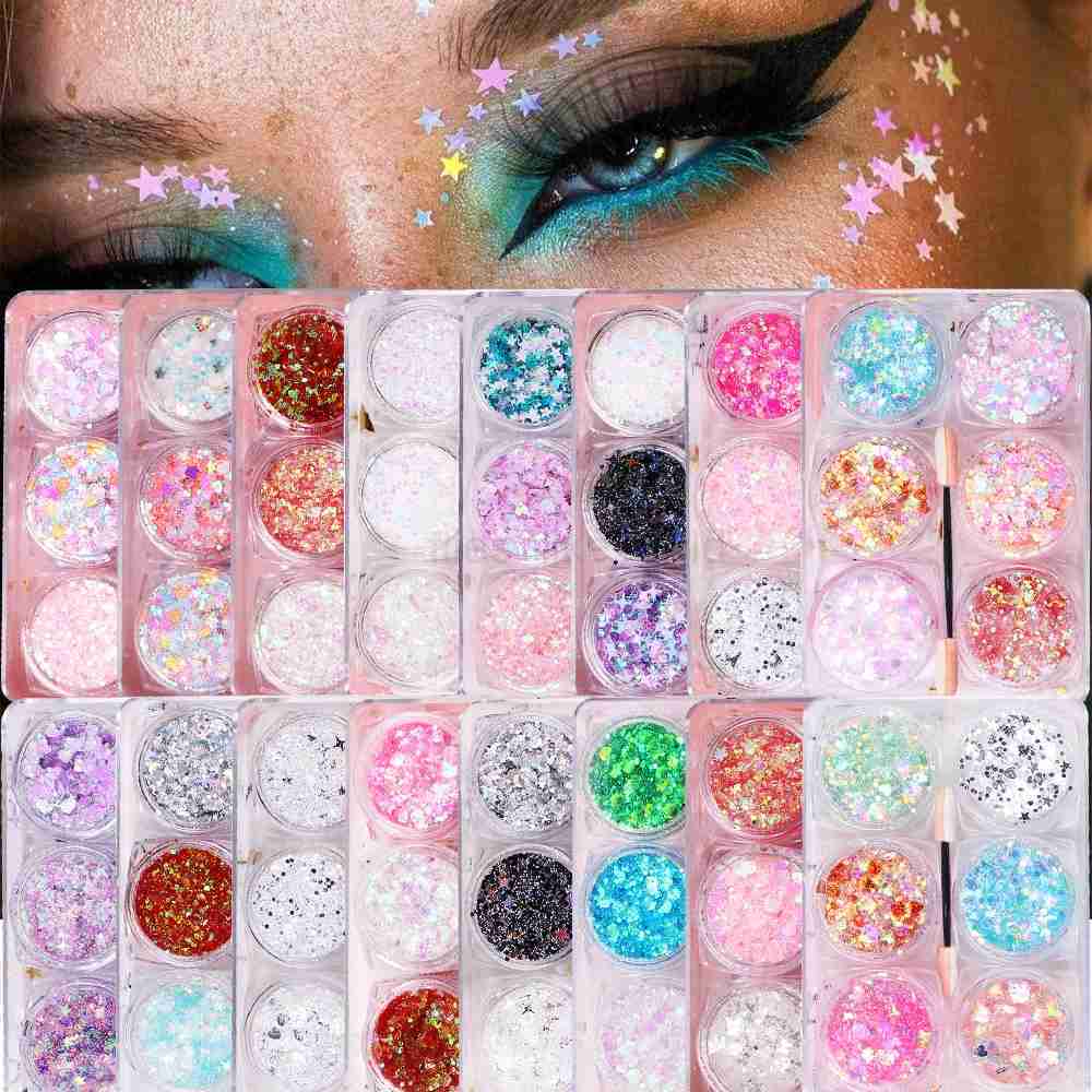 108 color body glitter gel durable waterproof eye shadow stage party glitter eye shadow hair facial glitter cream makeup W240812