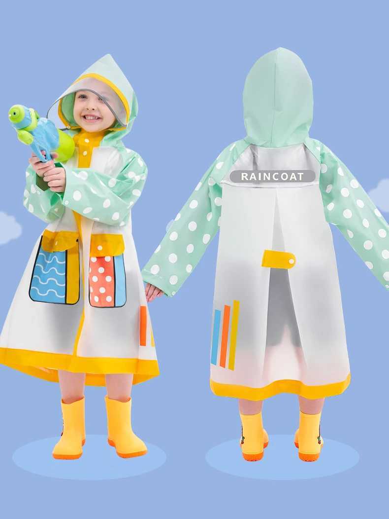 2024 Kids Rain Coat Children Raincoat Non-Disposable Rainwear Full Body Waterproof with Schoolbag Space Primary School Raincoat Y240810