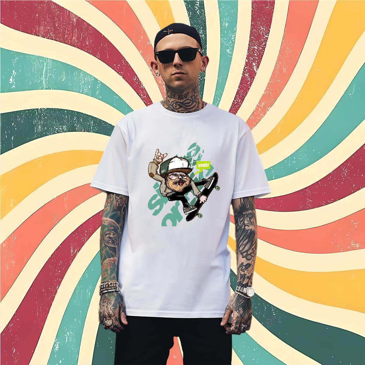 Cool Men Clothes T-Shirt skateboarding 230g 100% Cotton Street Pure Cotton T shirt Oversized 4XL Fashion Designer Tops