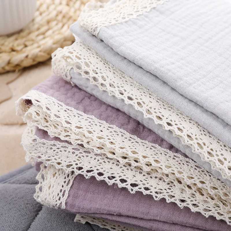 Baby soft bath warp towel breathable plain cover baby stroller cover childrens air conditions cotton lace edge blanketW240810
