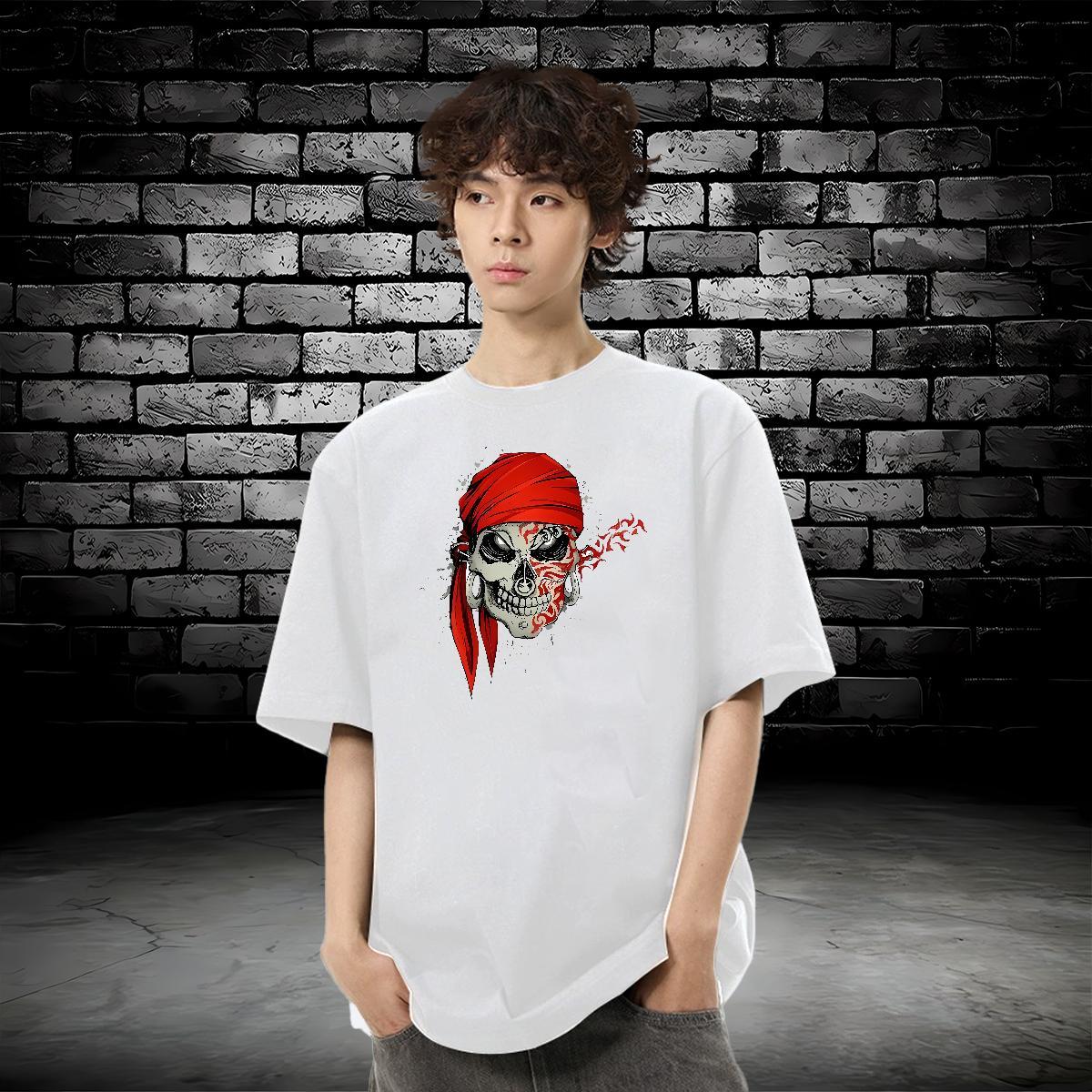 New Arrival Mens T Shirts skull Clothings 100% Cotton 230g Daily Wear Unisex Oversized O-Neck Short Sleeve Men Tshirts