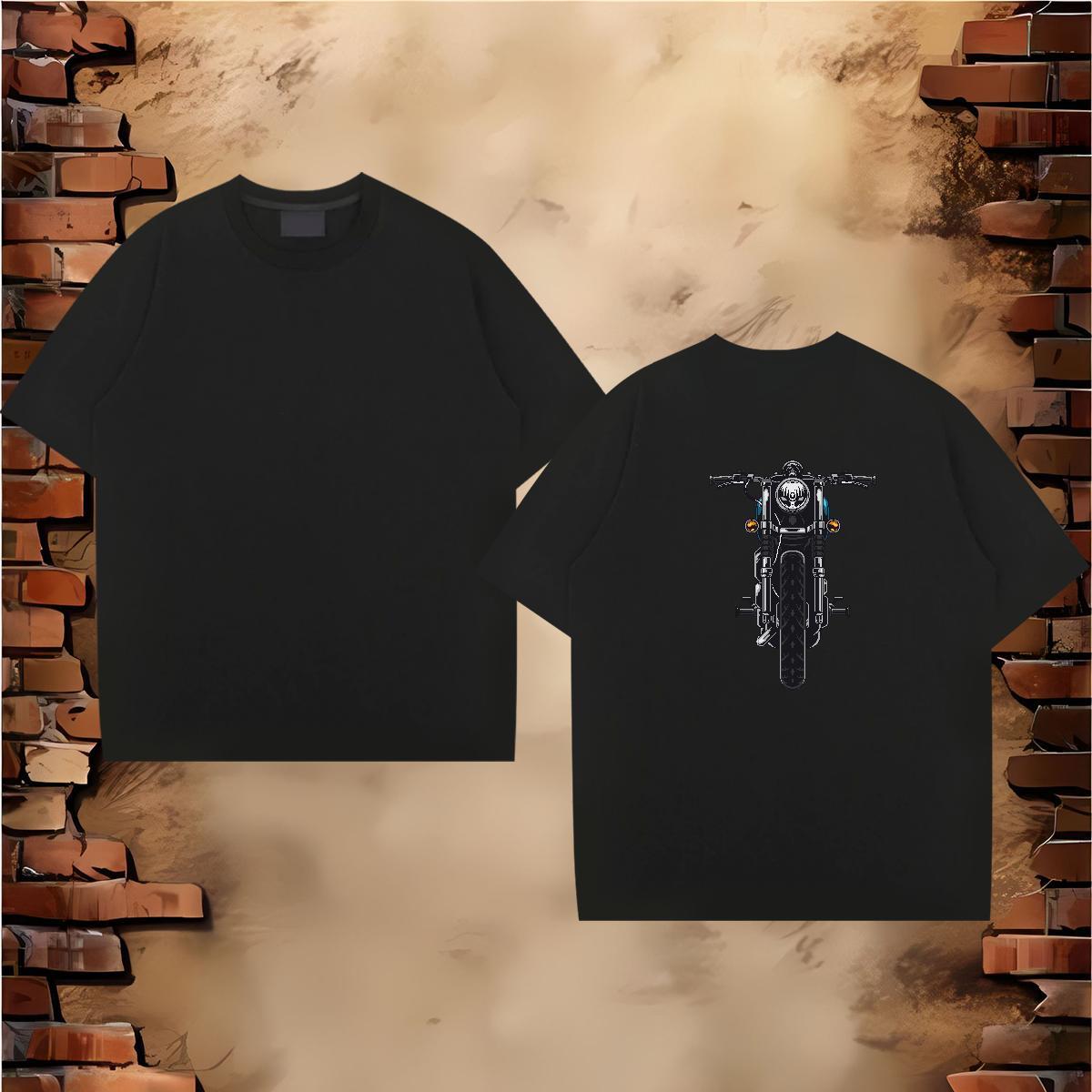 Free Shipping T-Shirts Motorcycle Tops Shirt 230g Cotton Spring Summer Brand DIY Round Neck Short Sleeve Tshirt for Man Woman