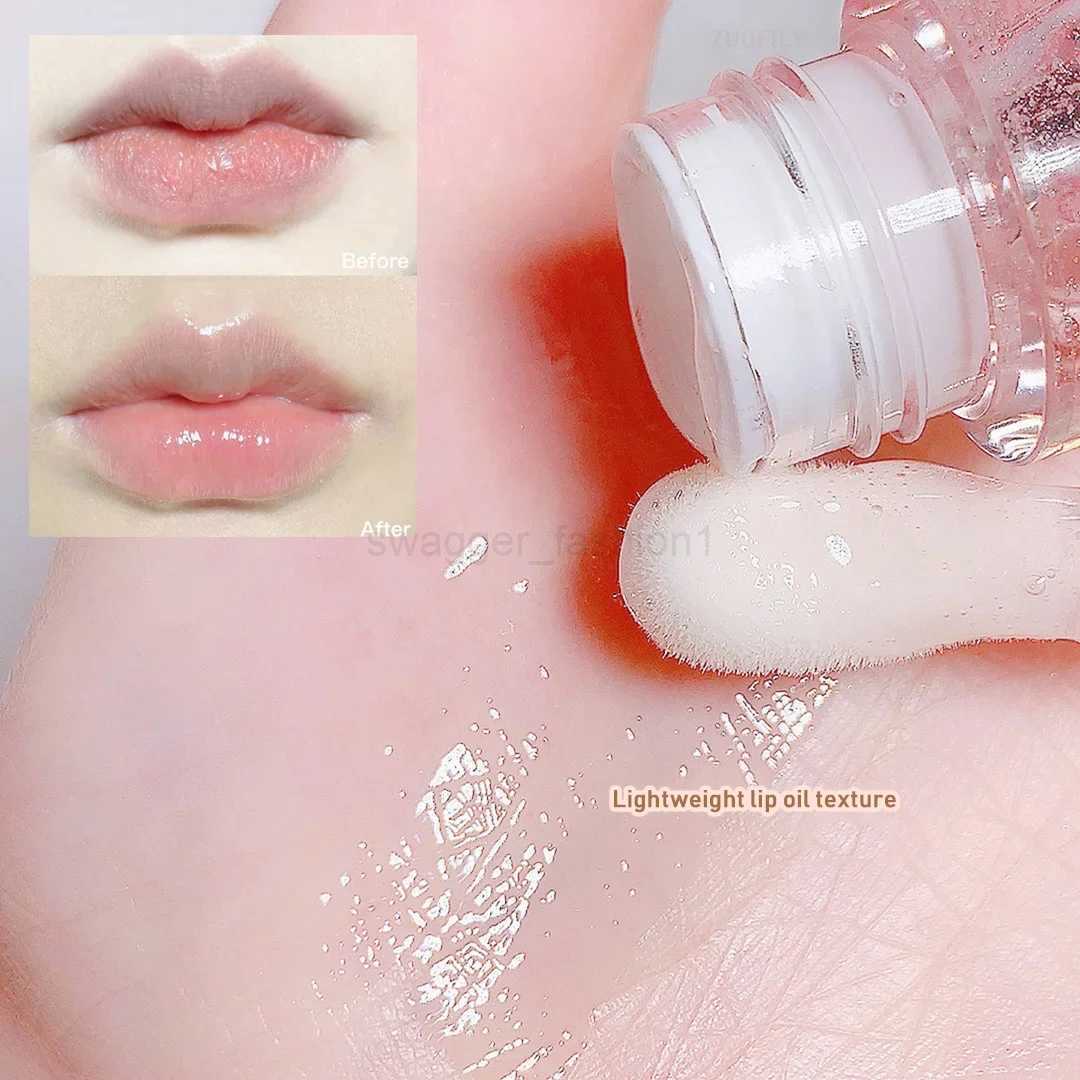 Transparent Jelly Lip Oil Clear Mirror Cute Lip Gloss Moisturizing Liquid Lip Balm Fruit Lip Tint Pumpler Anti-drying Lip CareXJ240812