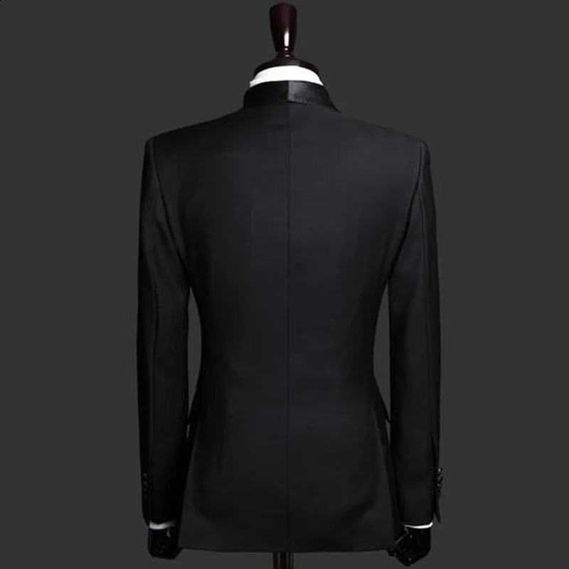 Slim Fit Men Suits with Double Breasted Black Formal Wedding Groom Tuxedos 2 Piece Business Male Fashion Set Jacket with Pants 240812