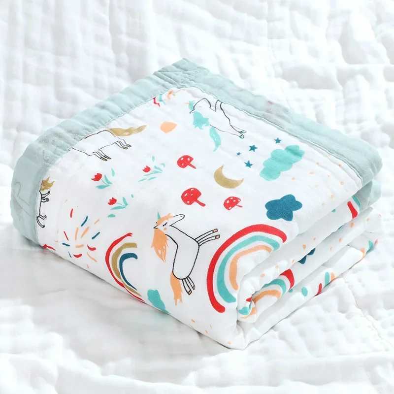 110x110cm Breathable Gauze Swaddle Package 6-Layer Baby Blanket 100% Cotton Baby Bath Towel BlanketW240810
