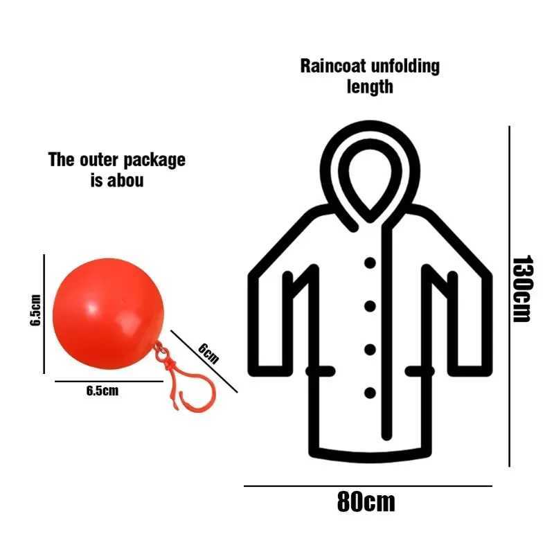 Portable Mini Raincoatball Thicken Disposable Raincoats Cape for Adults Emergency Waterproof Raincoats Ball with Keychain Unisex Y240810