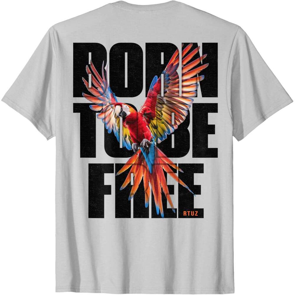 T shirt for Mens Womens Parrot Bird Hip Hop Vintage Hipster Edgy Urban Y2K Back Print Streetwear T-Shirt Shirts Tshirt Graphic Tee Casual Tops Clothes