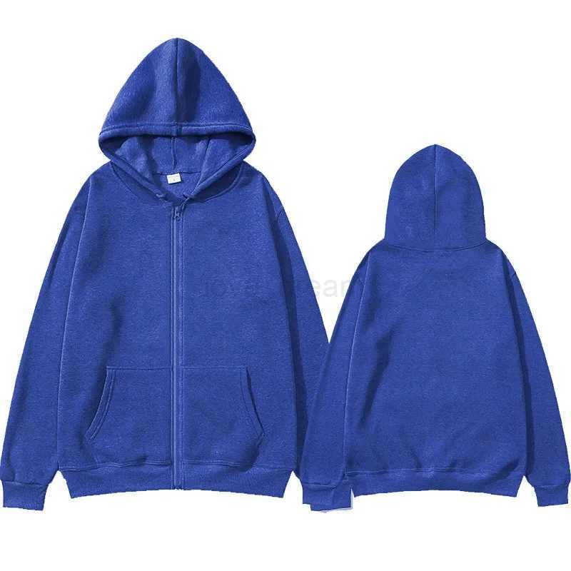 Mens and womens same jacket sweater cardigan solid color hooded sportswear autumn and winter zipper shirt hoodieXJ240812