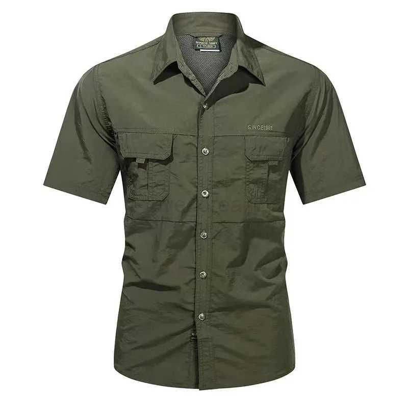 2024 Summer New Fashion Mens Shirts Short Sleeve 2 Pocket Outdoor Casual Shirt Quick-dry Tops Quality Militar Shirt for MenXJ240812