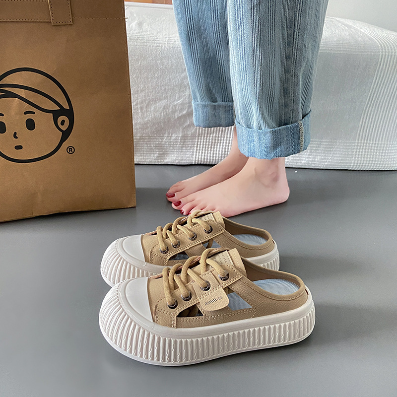 Ddmysports Summer New Ollow Small White Breathable Alf Trailer Korean Versatile Casual Big Ead Matsuke Shoes Women S XT Outdoor