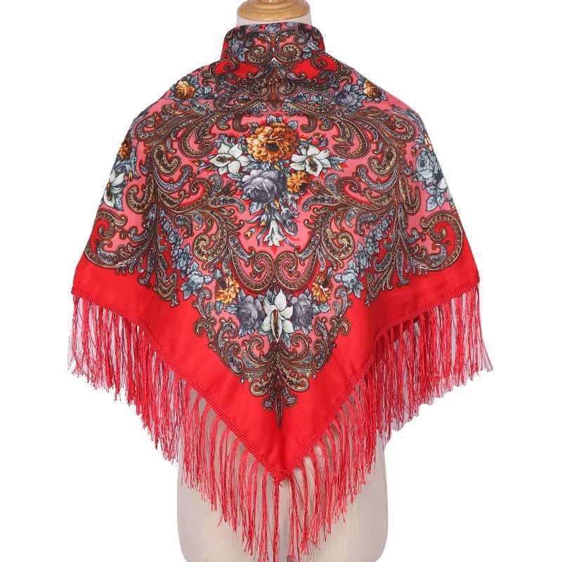 New Bohemian shawl womens autumn/winter printed warm shawl with Muslim headscarf style square shawl W240810