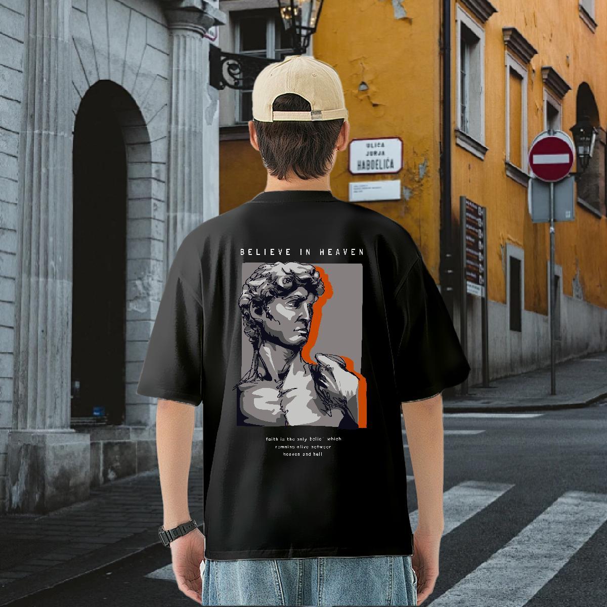 2024 Man T Shirts portrait Tops 230g Pure Cotton Anime Printing Street Free Shipping Cartoon Print Crew Neck Breathable Couples T Shirts